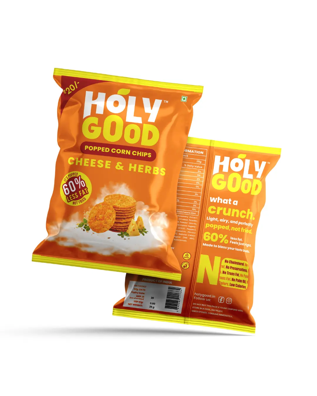 Cheese & Herbs | Popped Corn Chips | Pack of 4 Holygood - Image 3